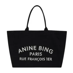 Indkøbstasker<Anine Bing Leo Canvas Tote Sort