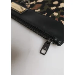 Clutch^Dolce & Gabbana Leopard Jacquard Print Logo Plaque Pouch Bag Multifarvet
