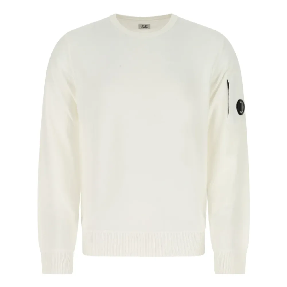 Trøjer|Sweatshirts<C.P. Company Letvægts Crew Neck Sweatshirt Hvid