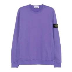 Sweatshirts^Stone Island Bomuld Rundhals Sweater Lilla