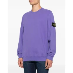 Sweatshirts^Stone Island Bomuld Rundhals Sweater Lilla
