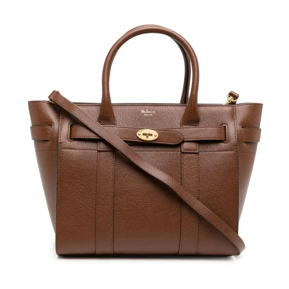 Indkøbstasker^Mulberry Lille Bayswater Tote Bag med Lynlås Brun