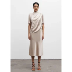 Bluser & Skjorter<Ahlvar Gallery Lima silke satin t-shirt Beige