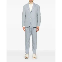 Jakkesæt^Eleventy Linen/Wool Suit med to knapper Blå