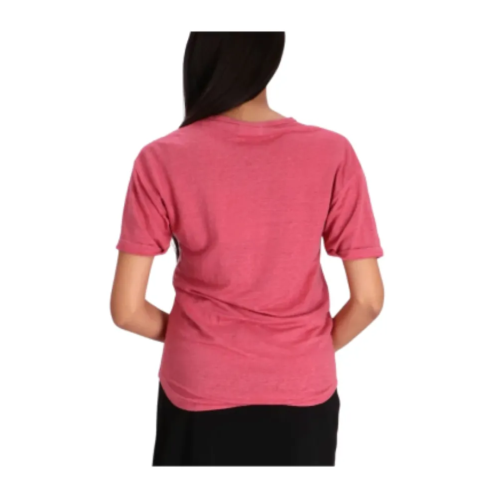T-Shirts<Isabel Marant Linned T-shirt med Logo Rød