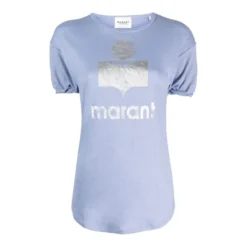 T-Shirts<Isabel Marant Linned T-shirt med Logo Blå