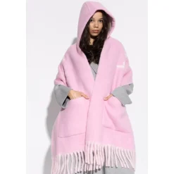 Halstørklæder Og Tørklæder<Burberry Logo Alpaca Wool Blend Hooded Scarf Pink