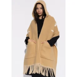 Halstørklæder Og Tørklæder<Burberry Logo Alpaca Wool Blend Hooded Scarf Beige