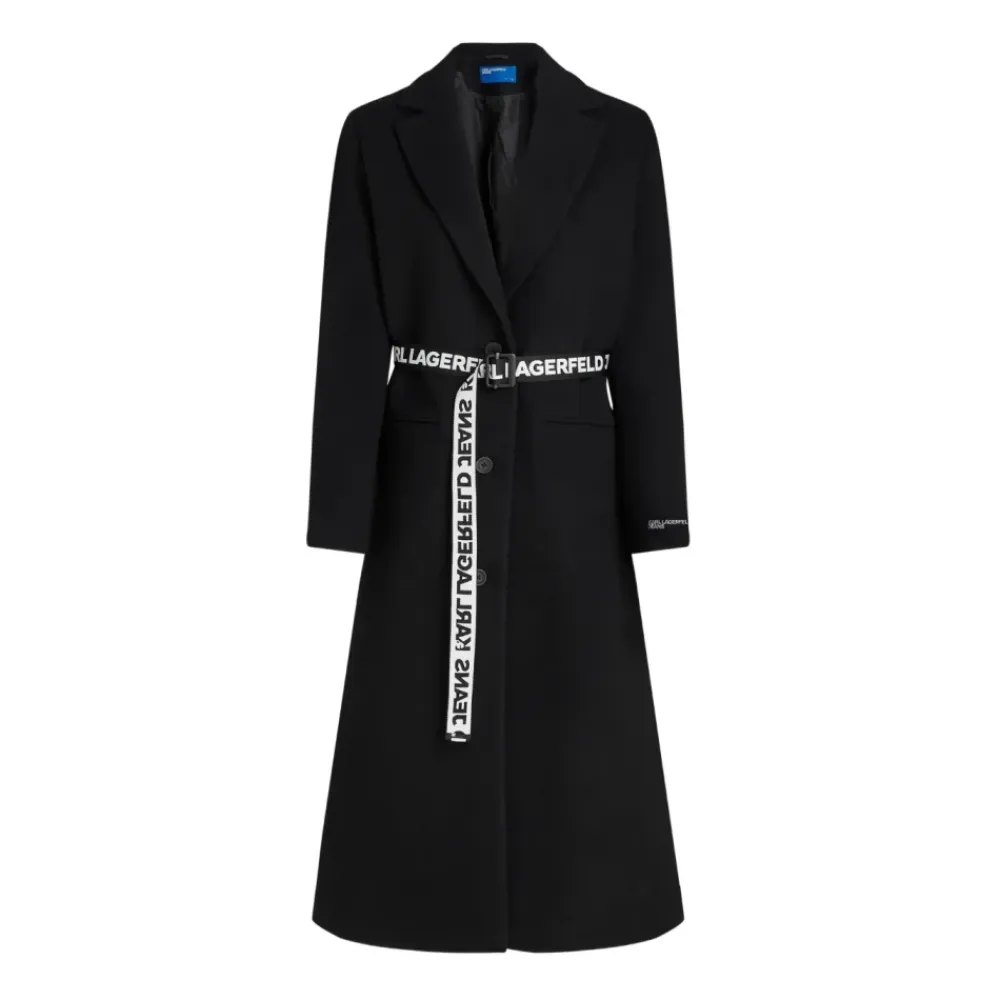 Frakker^Karl Lagerfeld Logo Belt Coat Sort