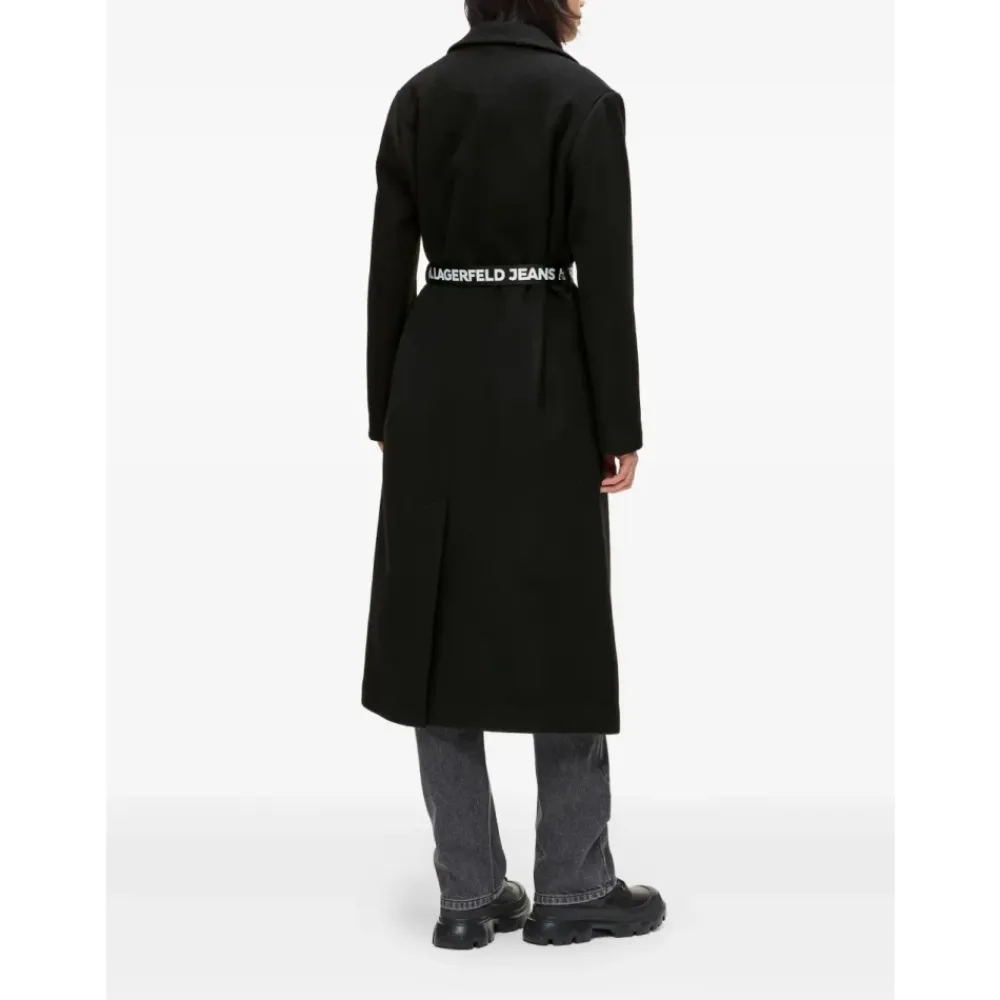 Frakker^Karl Lagerfeld Logo Belt Coat Sort