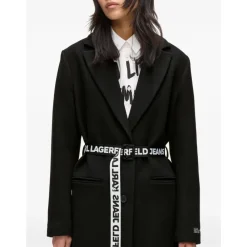 Frakker^Karl Lagerfeld Logo Belt Coat Sort
