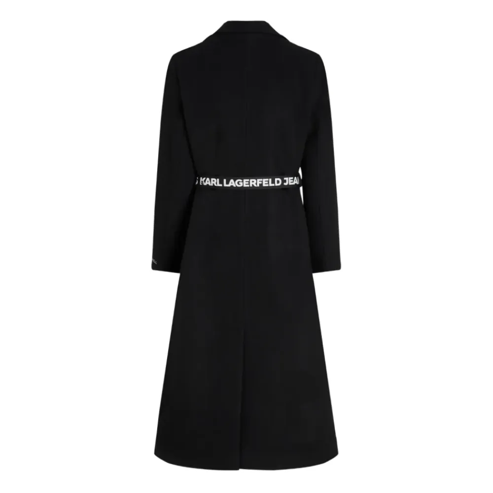 Frakker^Karl Lagerfeld Logo Belt Coat Sort