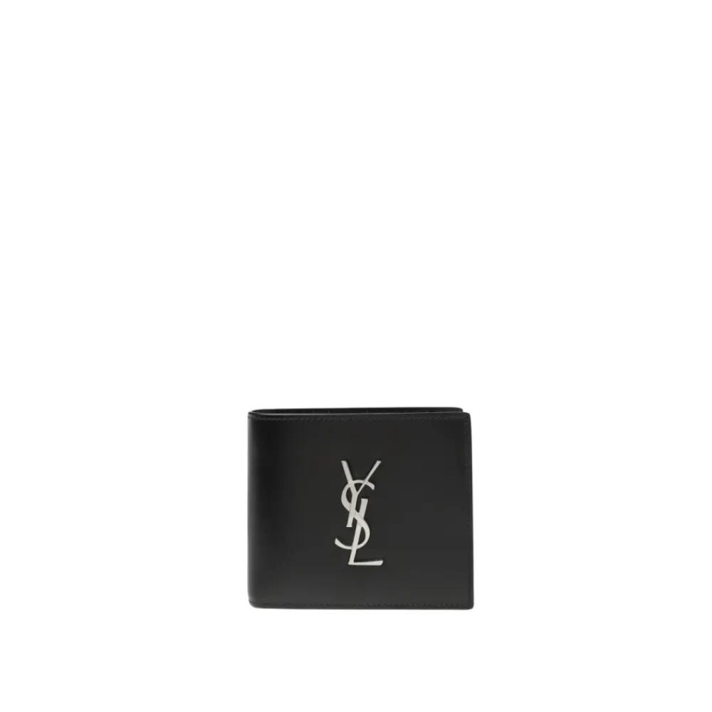 Punge & Kortholder<Saint Laurent Logo BiFold Wallet Sort
