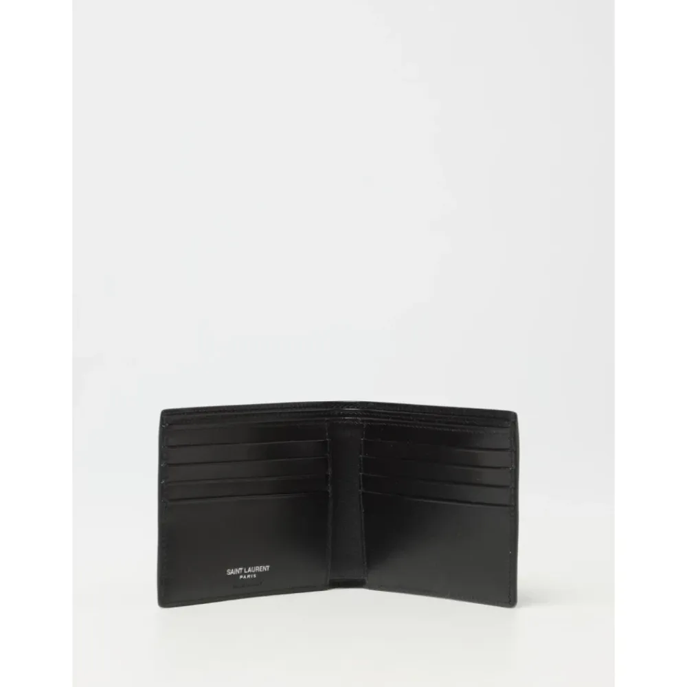 Punge & Kortholder<Saint Laurent Logo BiFold Wallet Sort