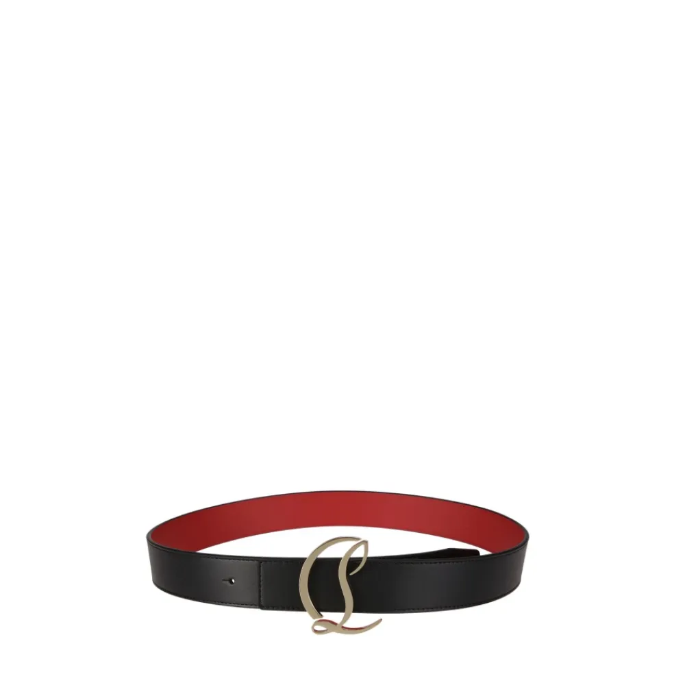 Bælter^Christian Louboutin Logo Bælte med CL Stil Sort