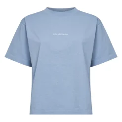 T-Shirts<Balenciaga Logo Broderet Bomuldsjersey T-shirt Blå