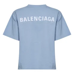 T-Shirts<Balenciaga Logo Broderet Bomuldsjersey T-shirt Blå