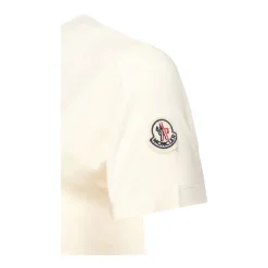 T-Shirts<Moncler Logo Broderi T-shirt Hvid