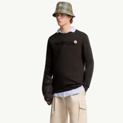 Trøjer|Sweatshirts<Moncler Logo Cotton Sweatshirt Sort