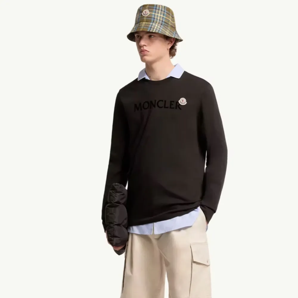 Trøjer|Sweatshirts<Moncler Logo Cotton Sweatshirt Sort
