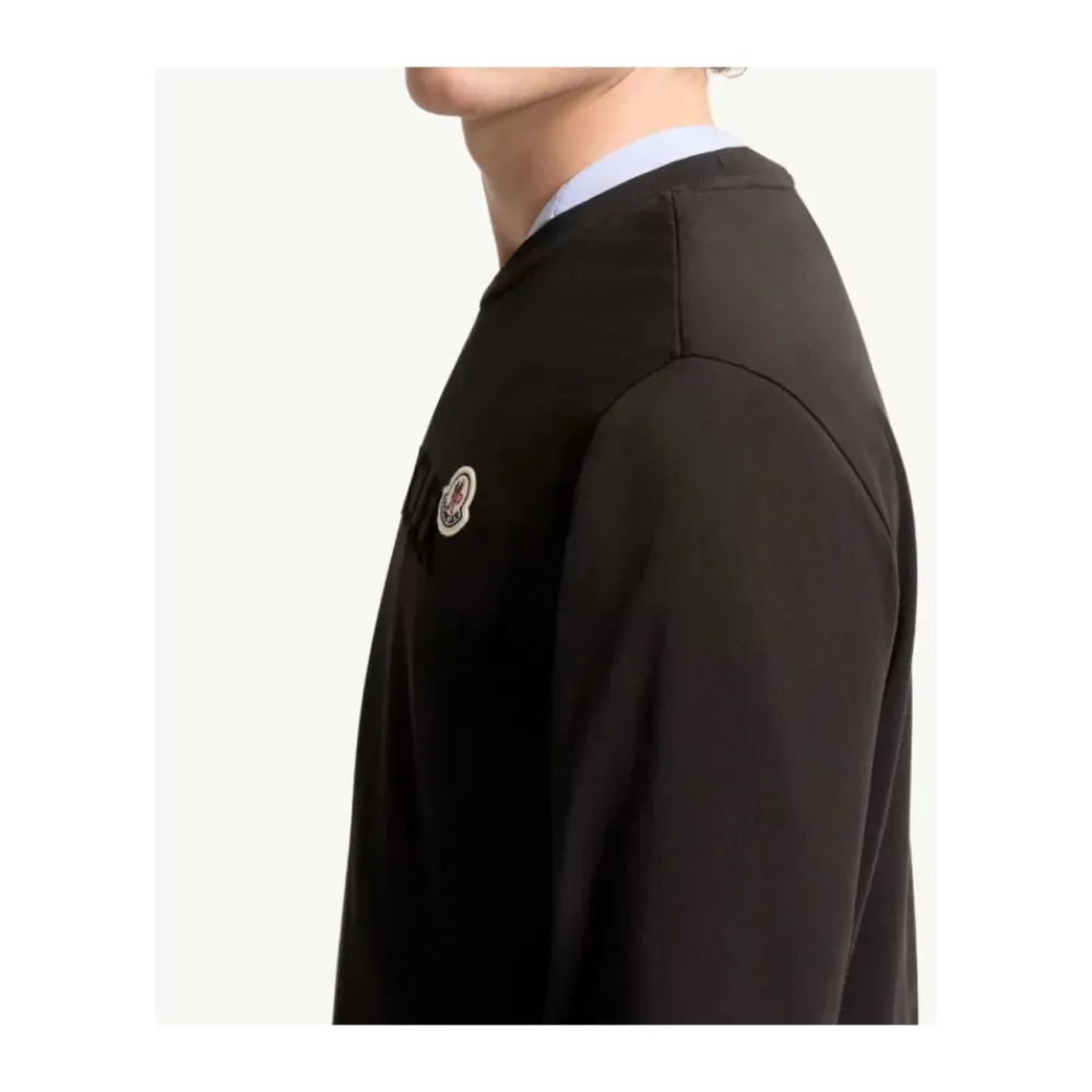 Trøjer|Sweatshirts<Moncler Logo Cotton Sweatshirt Sort
