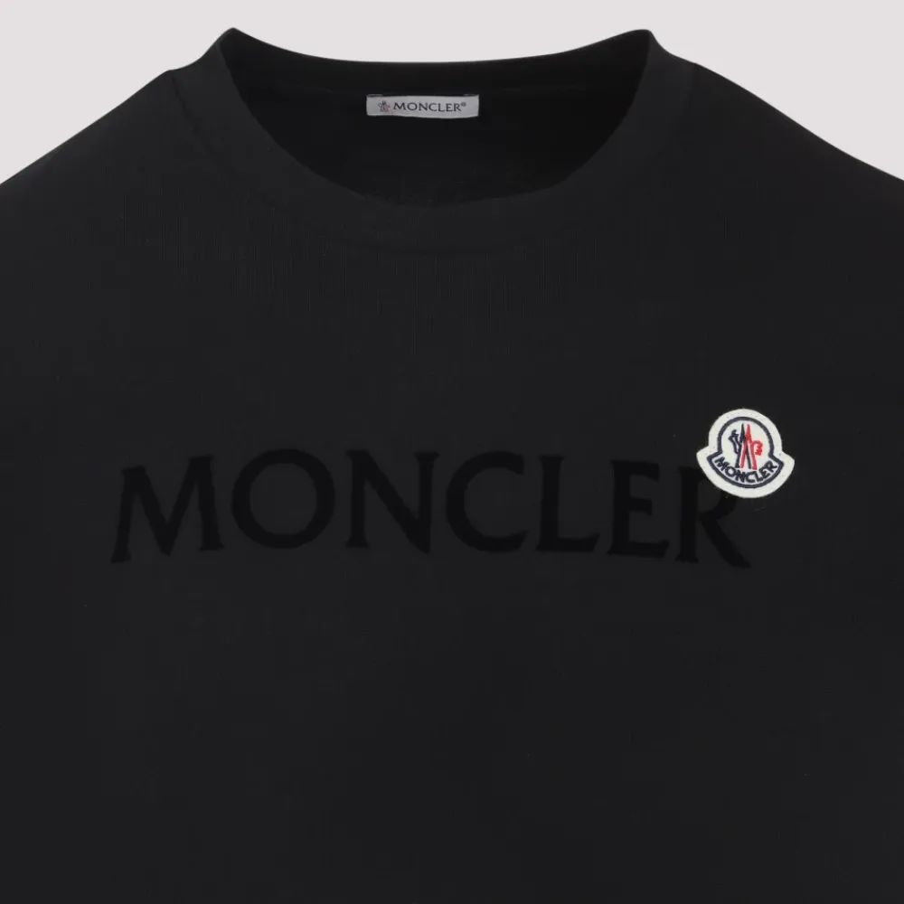 T-Shirts^Moncler Logo Cotton T-Shirt Sort