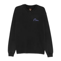 Sweatshirts^Evisu Logo Detail Crew Neck Sweatshirt Sort