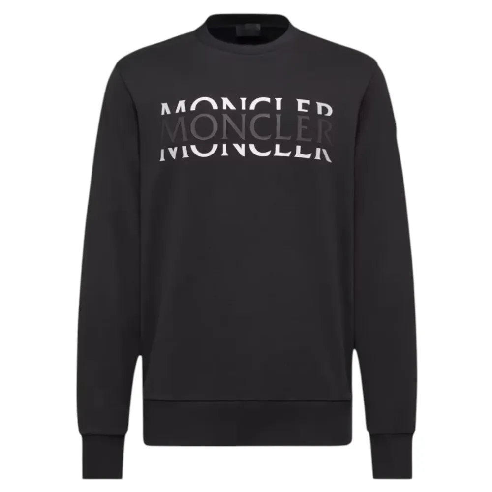 Trøjer|Sweatshirts^Moncler Logo Langærmet T-shirt Sort