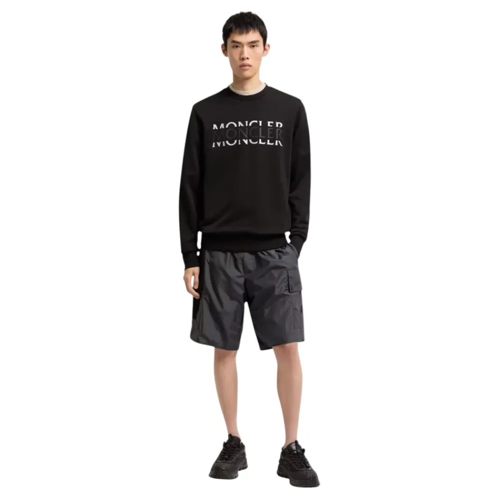 Trøjer|Sweatshirts^Moncler Logo Langærmet T-shirt Sort