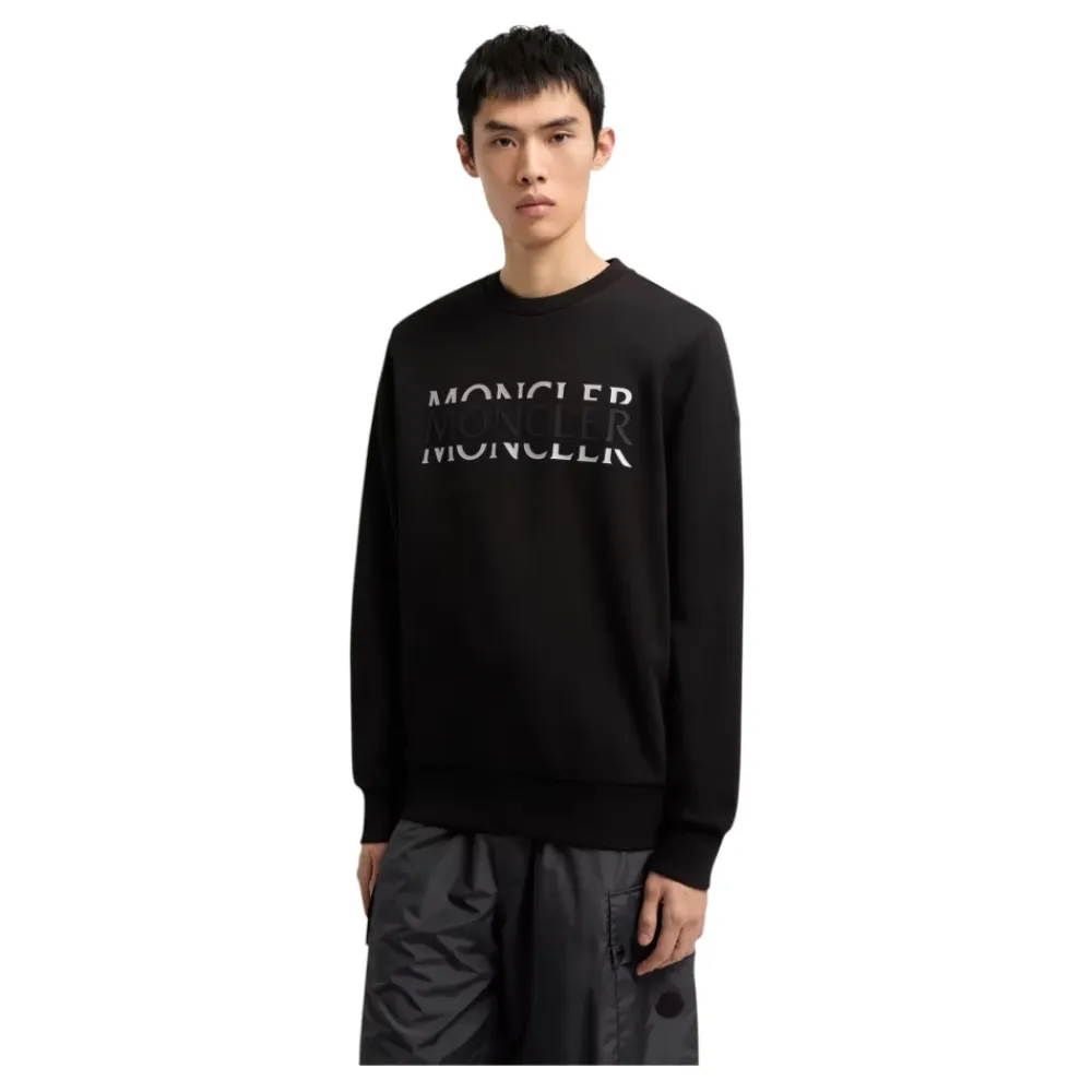 Trøjer|Sweatshirts^Moncler Logo Langærmet T-shirt Sort