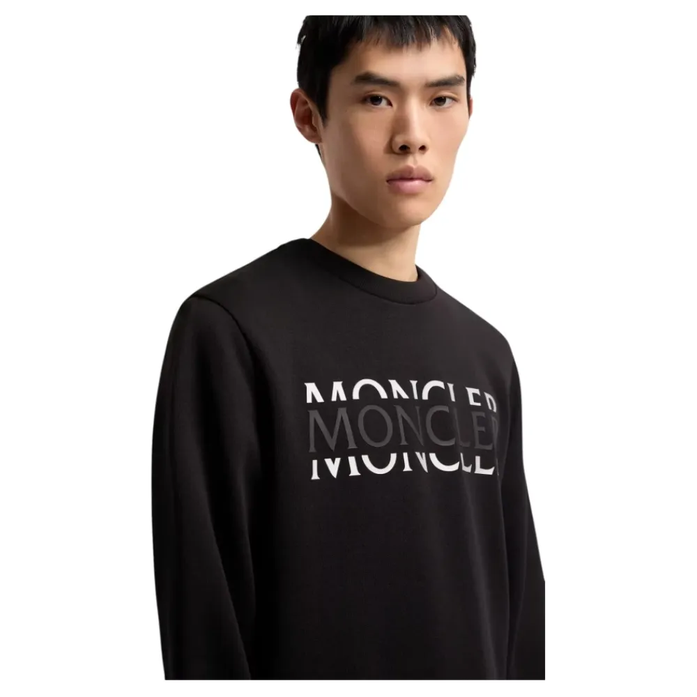 Trøjer|Sweatshirts^Moncler Logo Langærmet T-shirt Sort