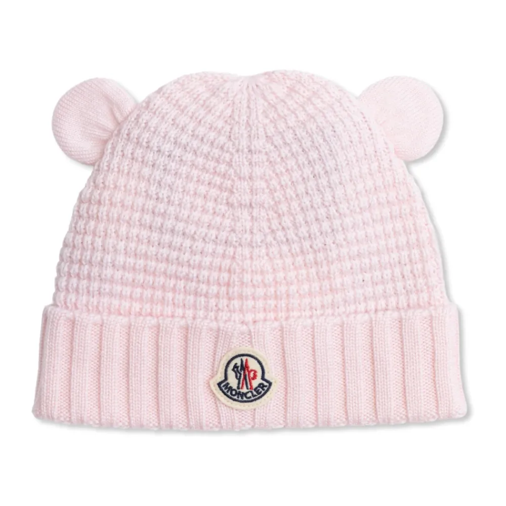 Huer & Kasketter^Moncler Logo Patch Beanie Pink