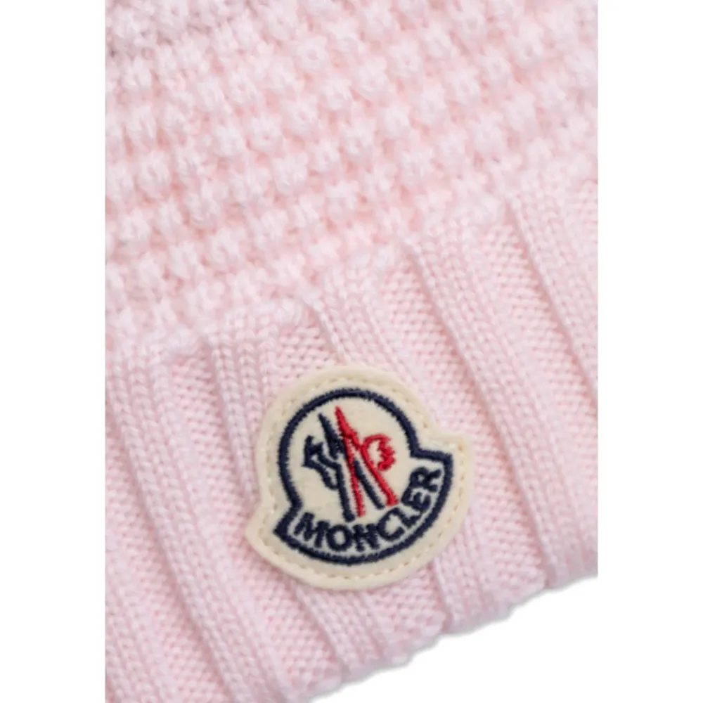 Huer & Kasketter^Moncler Logo Patch Beanie Pink