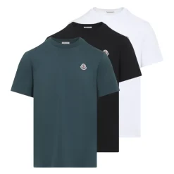 T-Shirts^Moncler Logo Patch Bomulds T-shirt (Pakke med tre) Multifarvet