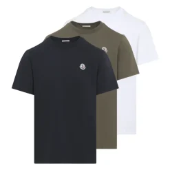 T-Shirts^Moncler Logo Patch Bomulds T-shirt (Pakke med Tre) Multifarvet