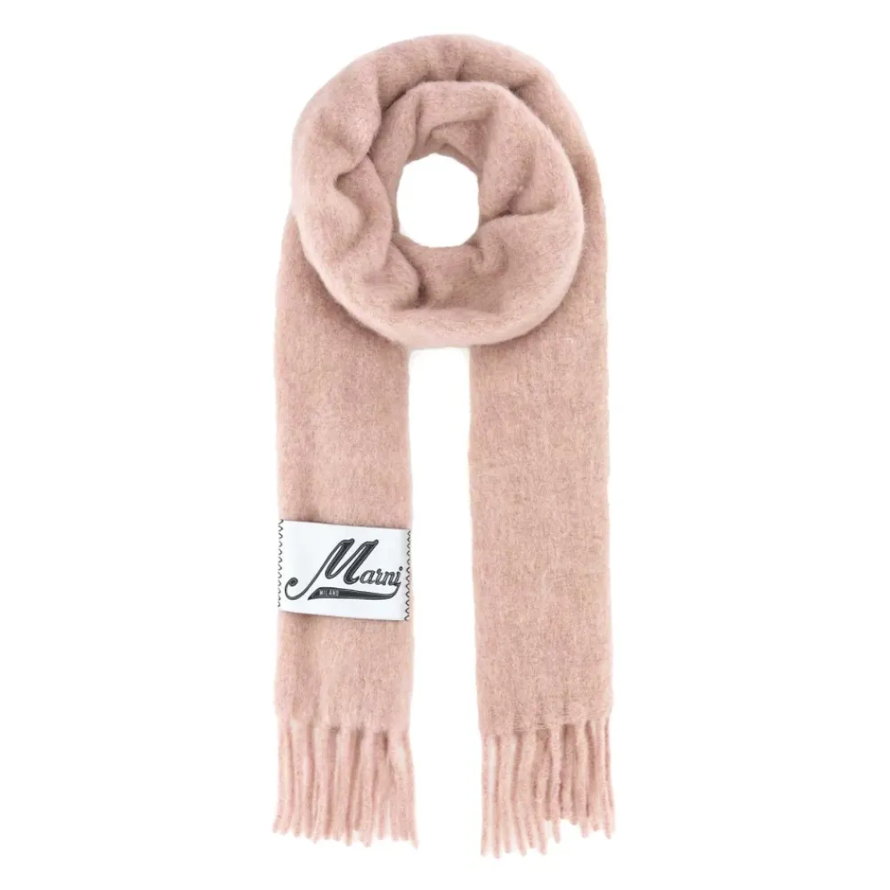 Halstørklæder Og Tørklæder<Marni Logo Patch Frynsehalstørklæde Pink