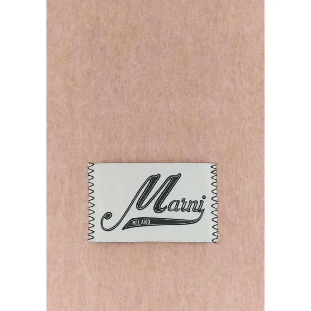 Halstørklæder Og Tørklæder<Marni Logo Patch Frynsehalstørklæde Pink