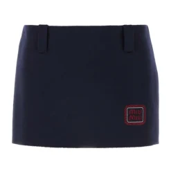 Nederdele^Miu Miu Logo Patch Mini Skirt Blå