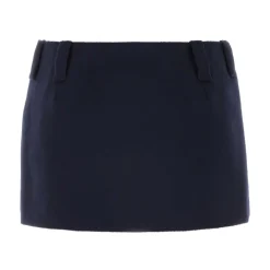 Nederdele^Miu Miu Logo Patch Mini Skirt Blå
