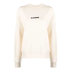 Sweatshirts<Jil Sander Logo Print Bomulds Sweater Hvid
