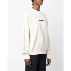 Sweatshirts<Jil Sander Logo Print Bomulds Sweater Hvid