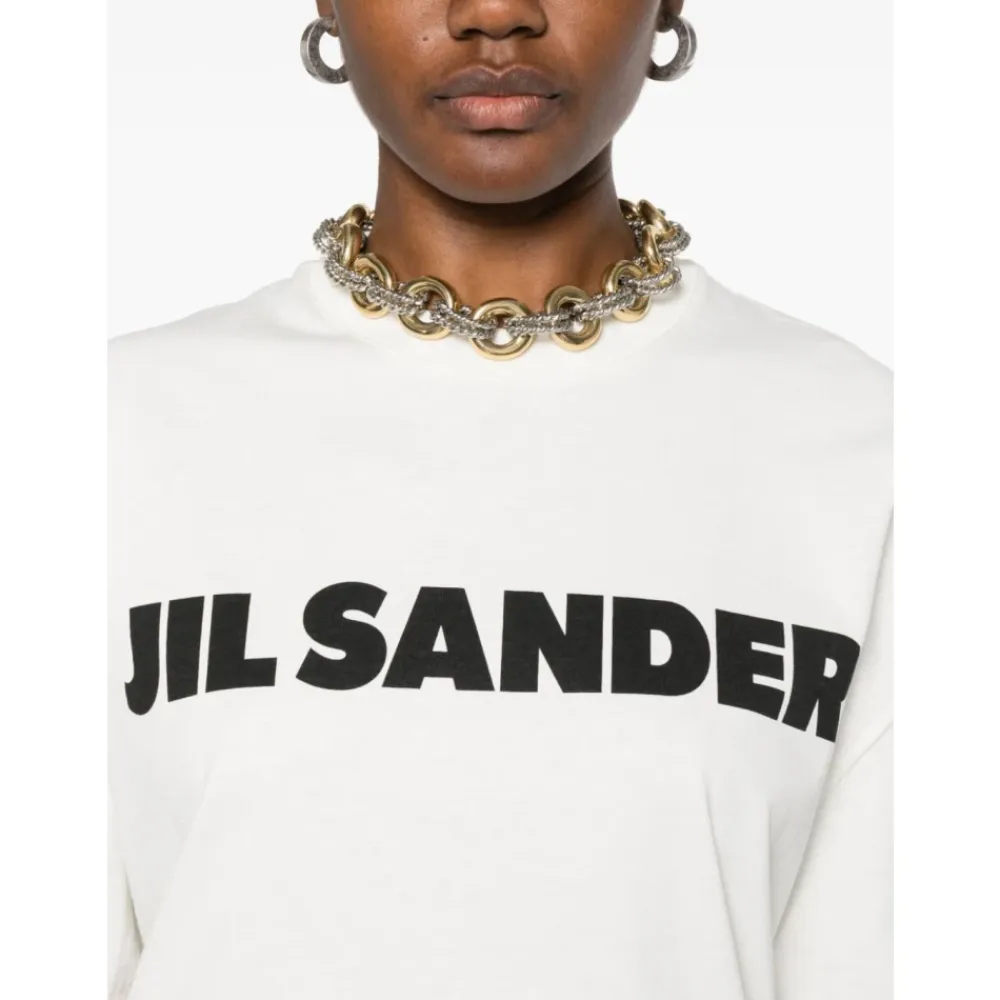 T-Shirts<Jil Sander Logo T-shirt Hvid