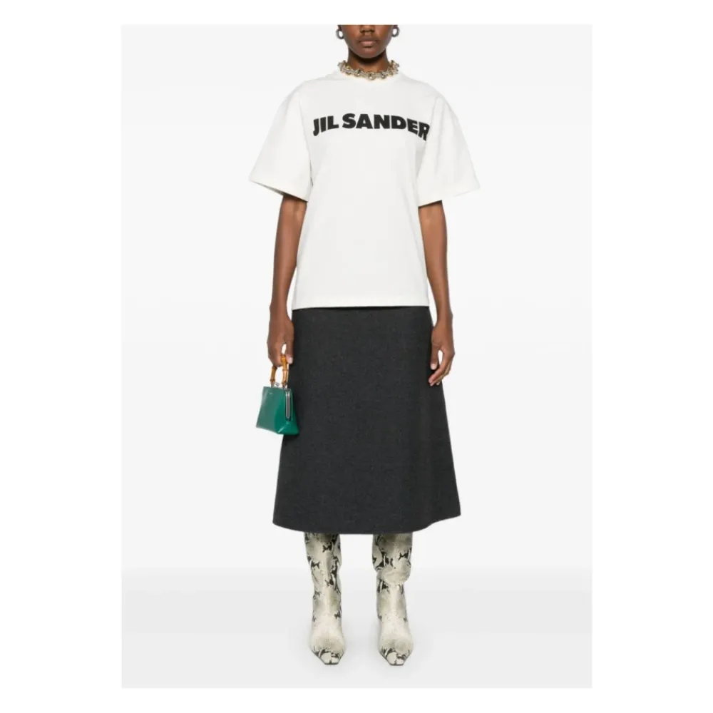 T-Shirts<Jil Sander Logo T-shirt Hvid
