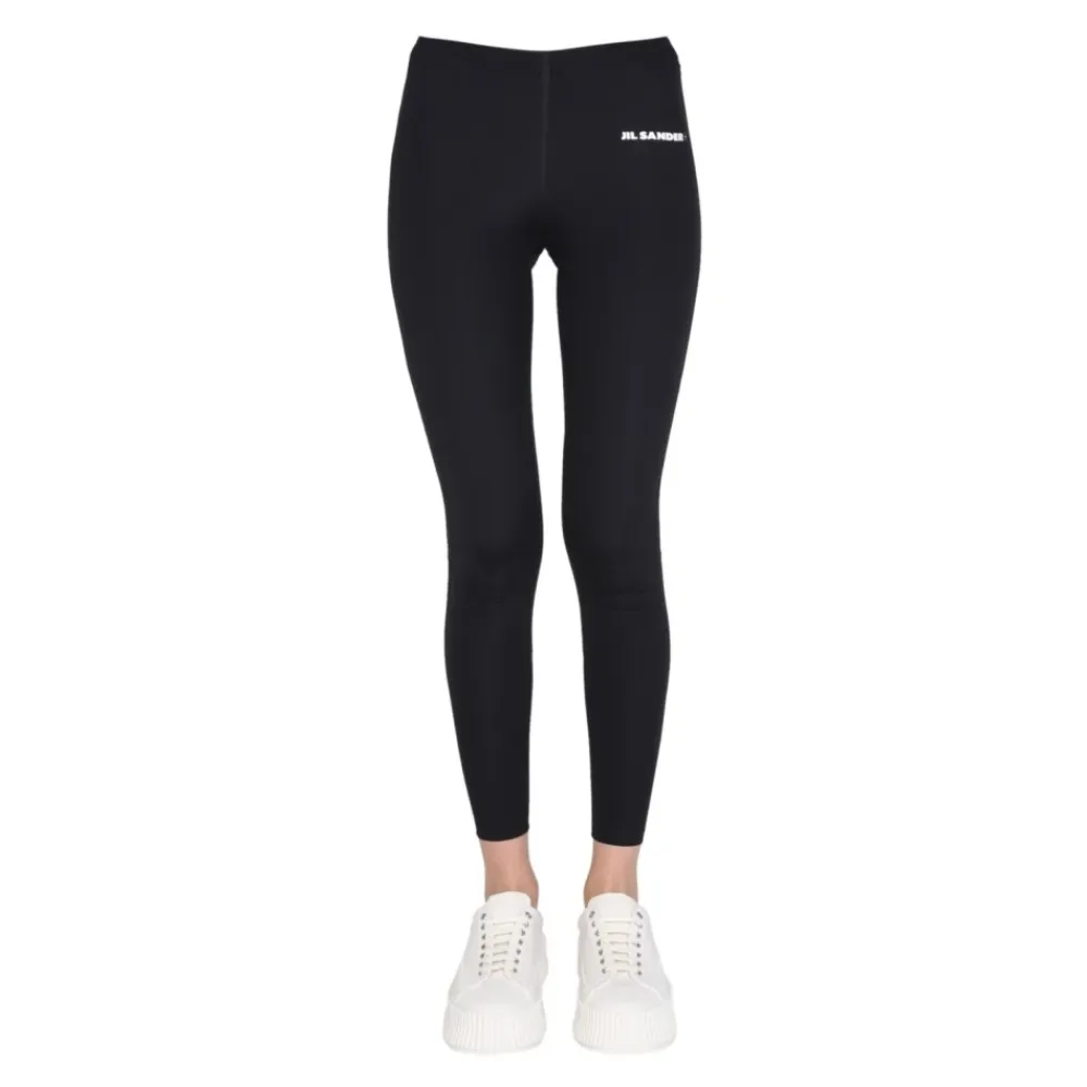 Træningsbukser & Tights<Jil Sander Logo Waistband Leggings Sort
