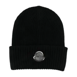 Huer & Kasketter<Moncler Logo Wool Beanie Sort