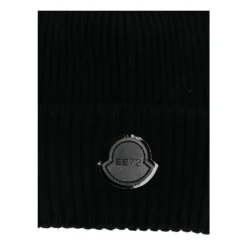 Huer & Kasketter<Moncler Logo Wool Beanie Sort