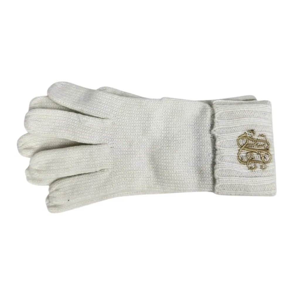 Handsker<Ralph Lauren Logo-broderede ribstrikkede handsker Beige