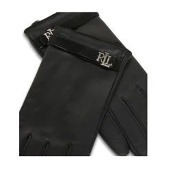 Handsker^Ralph Lauren Logo-prægede læderhandsker Sort