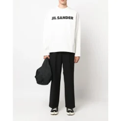 Sweatshirts^Jil Sander Logo-Print Bomuldssweatshirt Hvid