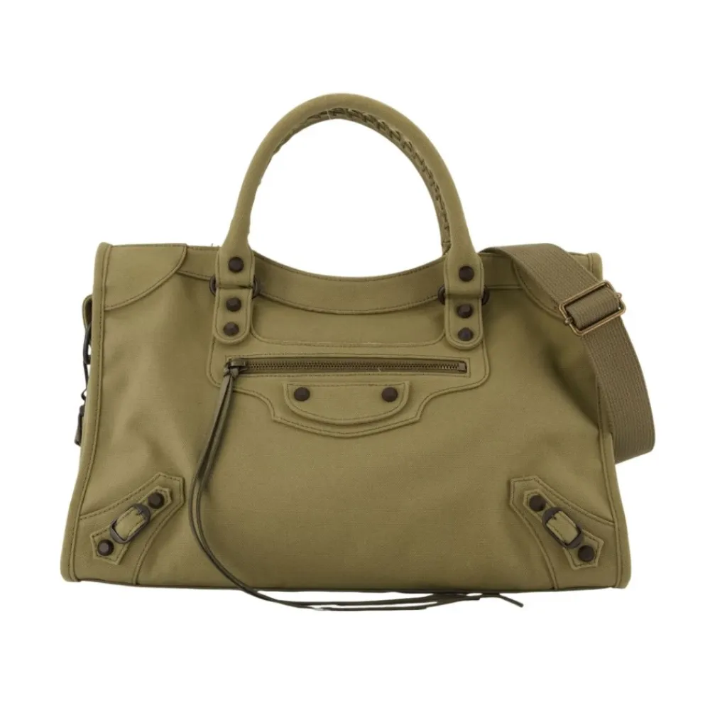 Indkøbstasker^Balenciaga Lærred City Pung - Khaki Grøn